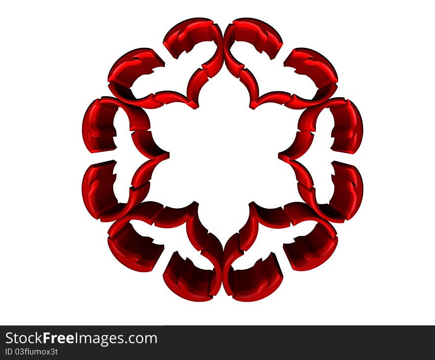 Design element to crop - abstract flower from heart shapes - 3D. Design element to crop - abstract flower from heart shapes - 3D