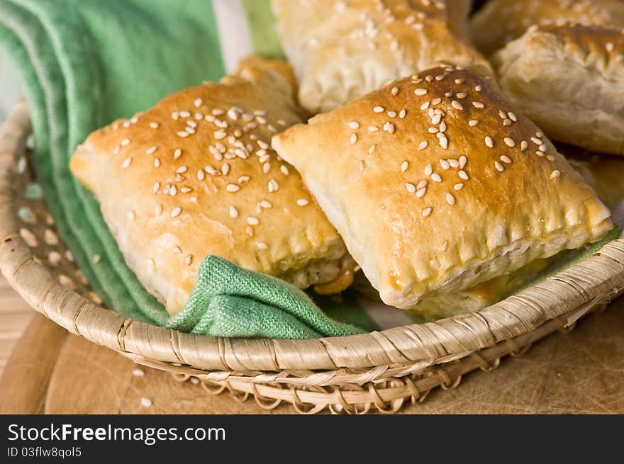 Three baking bun on plate closeup