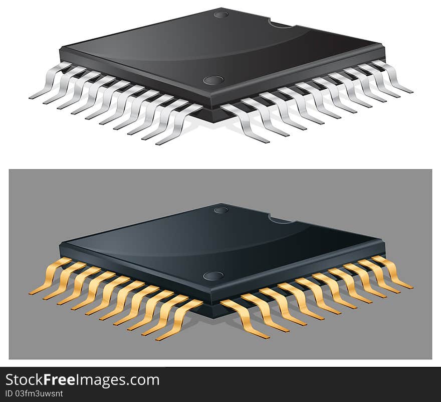 Illustration of computer microchip isolated, integrated circuit, . Illustration of computer microchip isolated, integrated circuit,