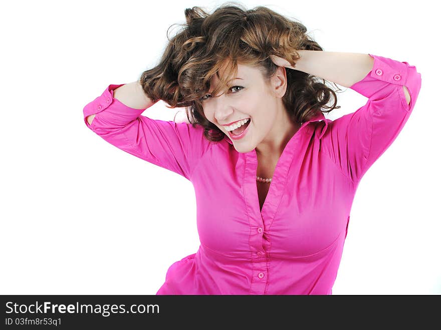 Closeup portrait of a happy young woman smiling