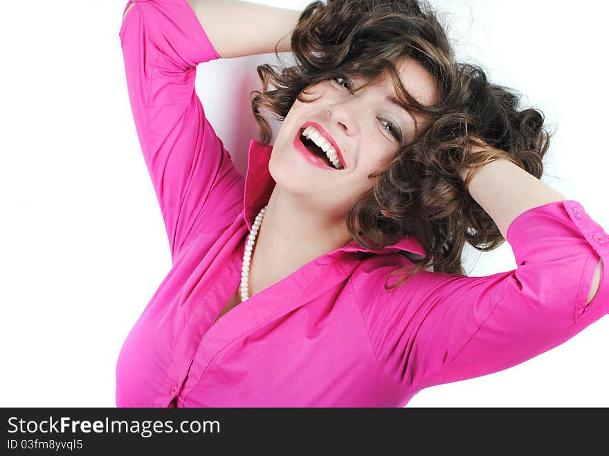 Closeup portrait of a happy young woman smiling