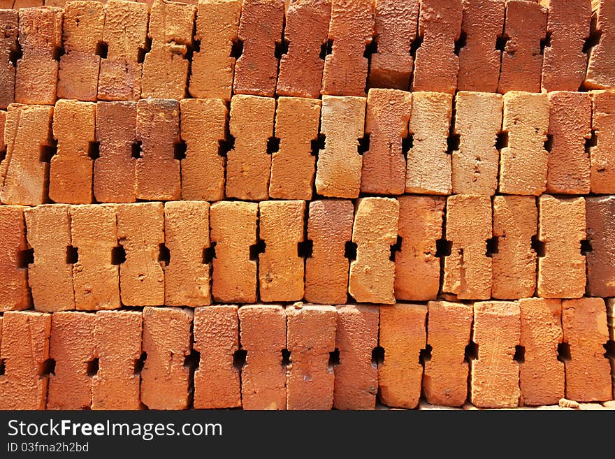 Bricks texture, Stack of bricks for construction.