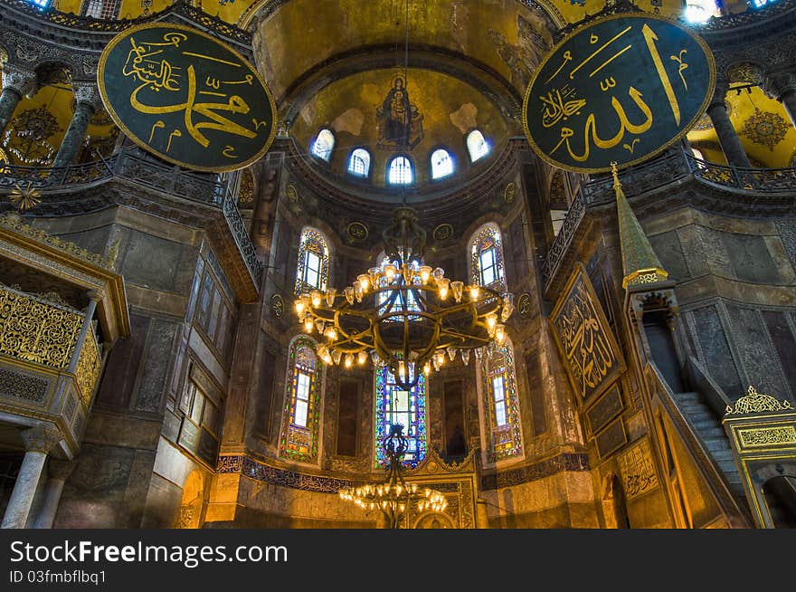 Hagia Sofia Mosque interior at Istanbul. Hagia Sofia Mosque interior at Istanbul