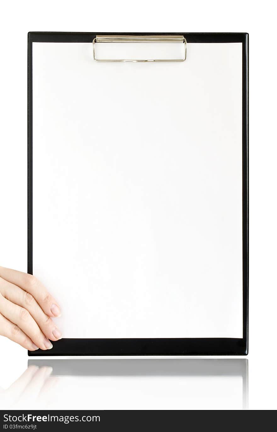 Clipboard With White Page In Hand