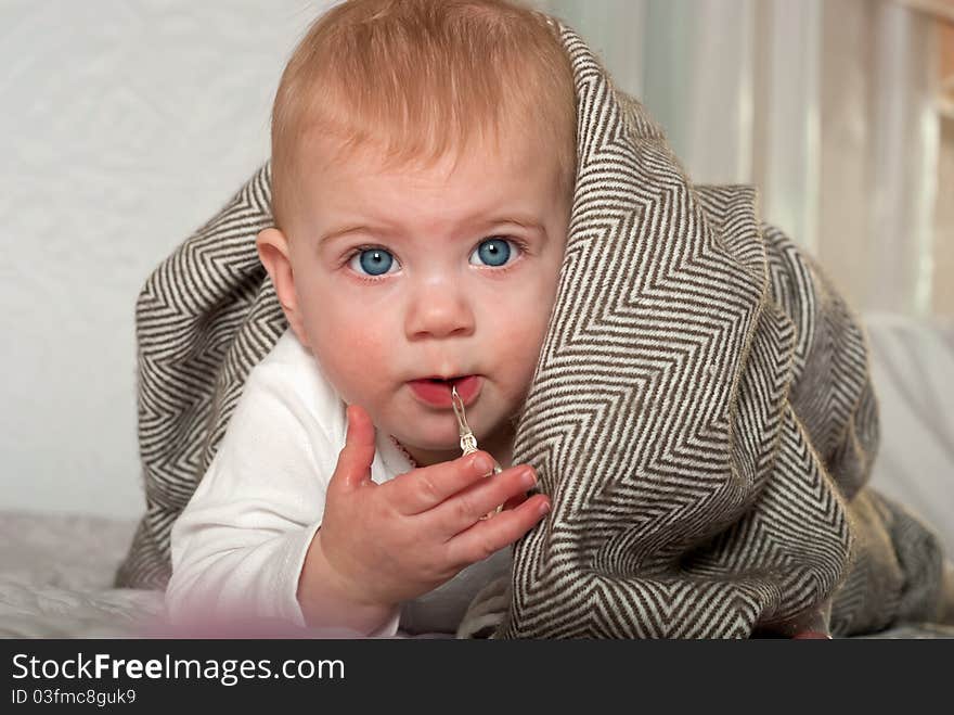 Closeup portrait of cute baby girl