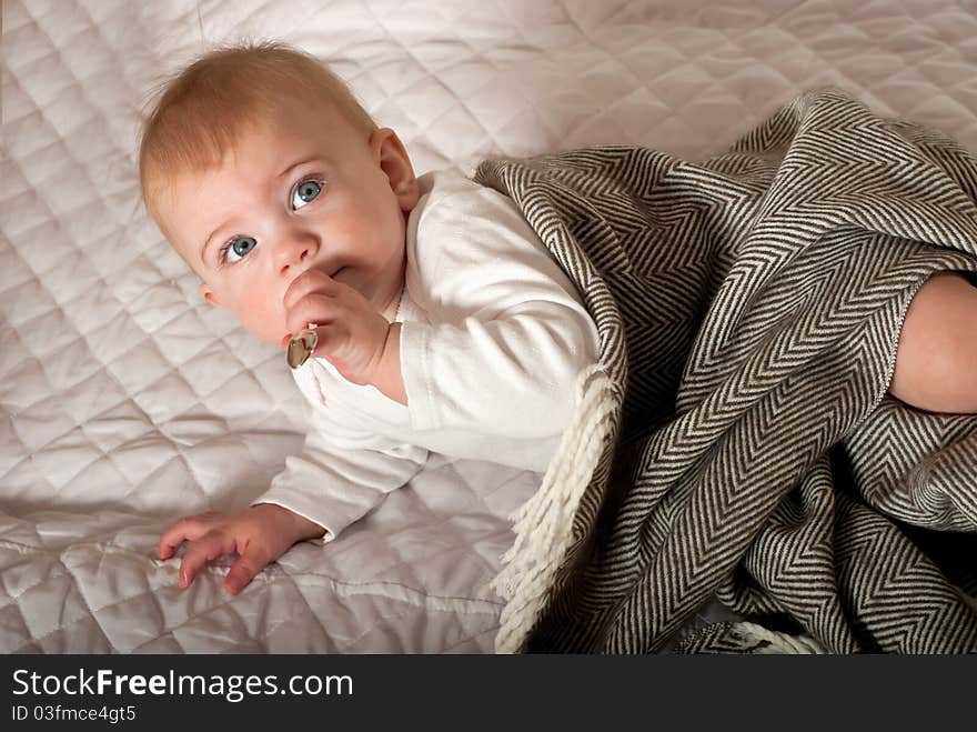 Closeup portrait of cute baby girl