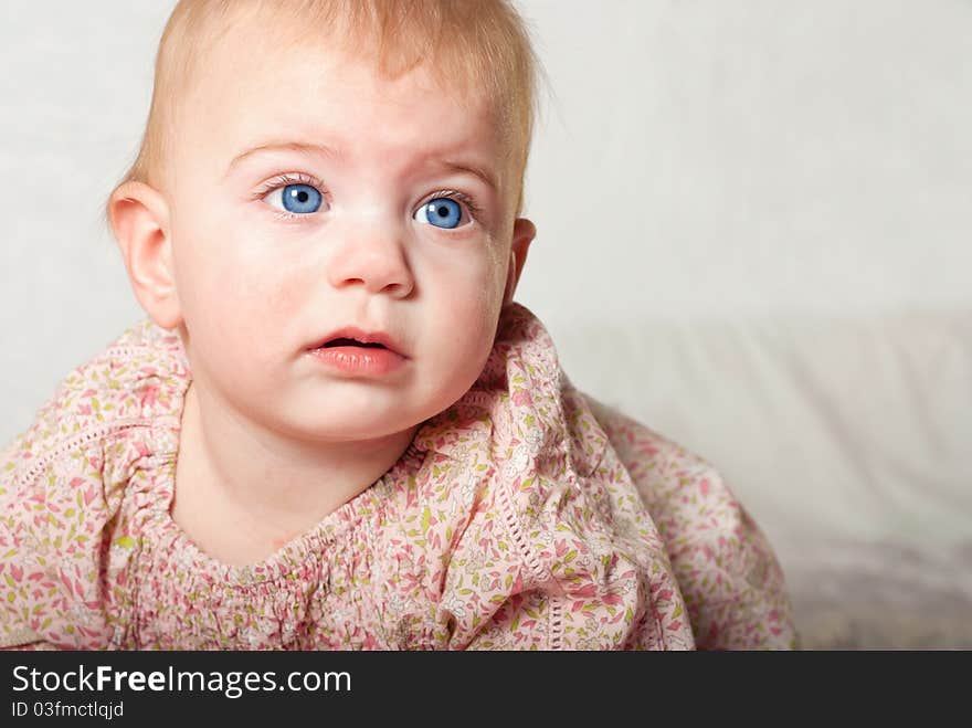 Closeup portrait of cute baby girl