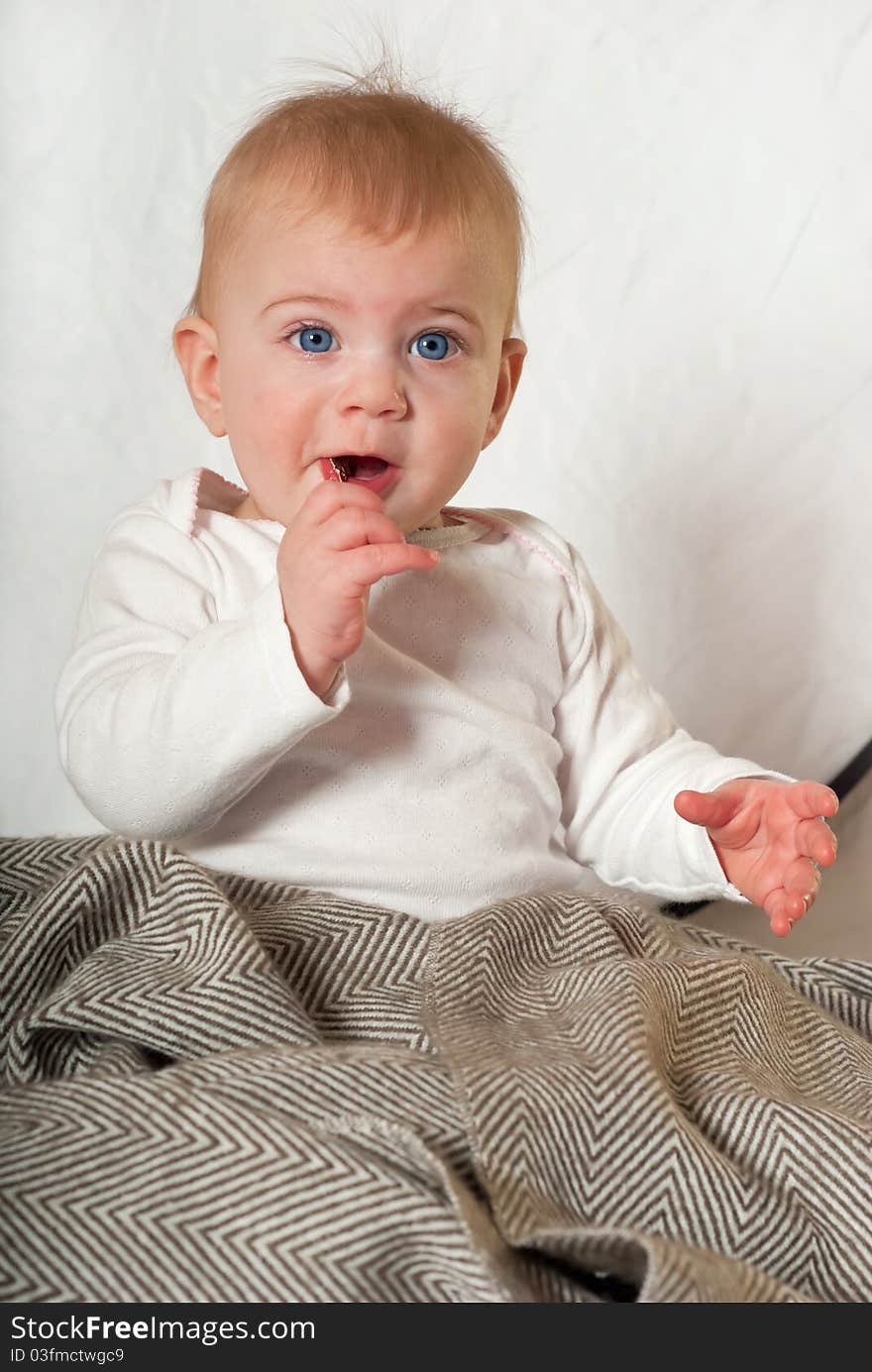 Closeup portrait of cute baby girl