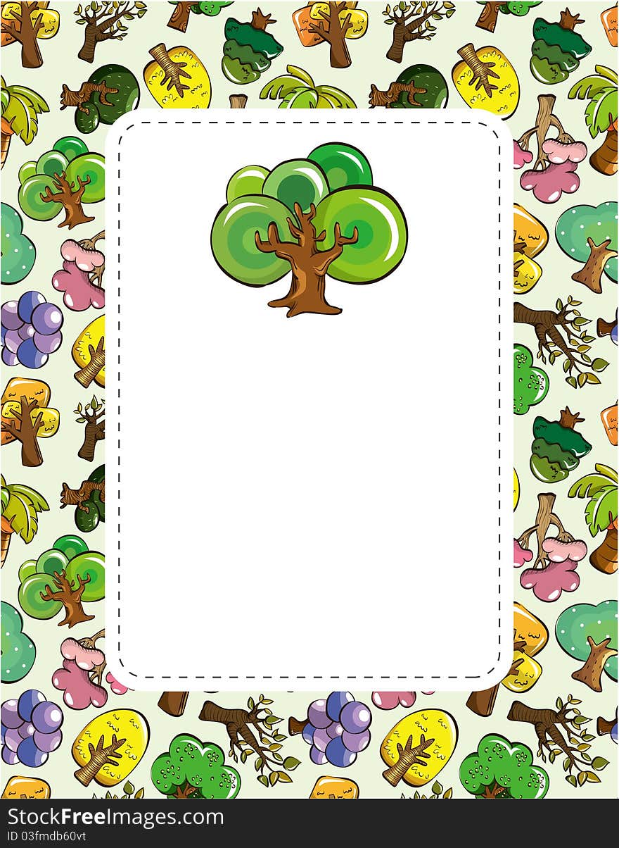 Cartoon tree card, drawing