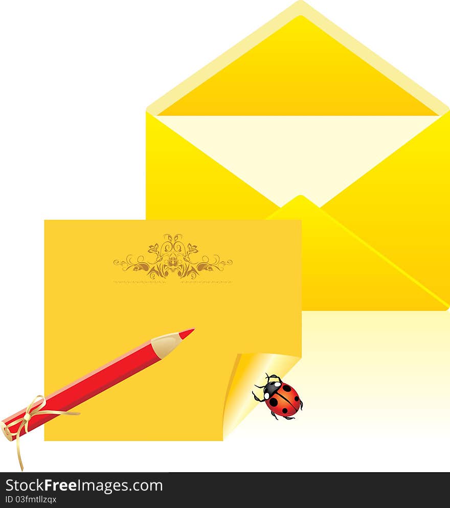 Letter and open envelope. Illustration