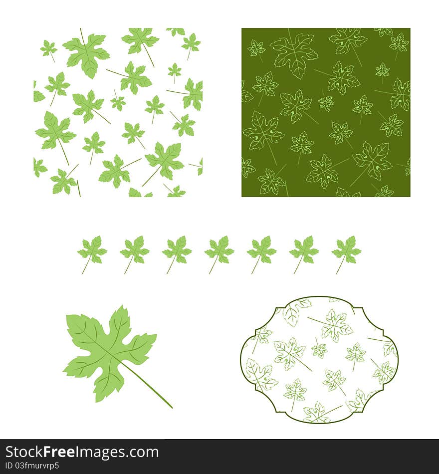 Seamless green wallpaper with leaves. Seamless green wallpaper with leaves