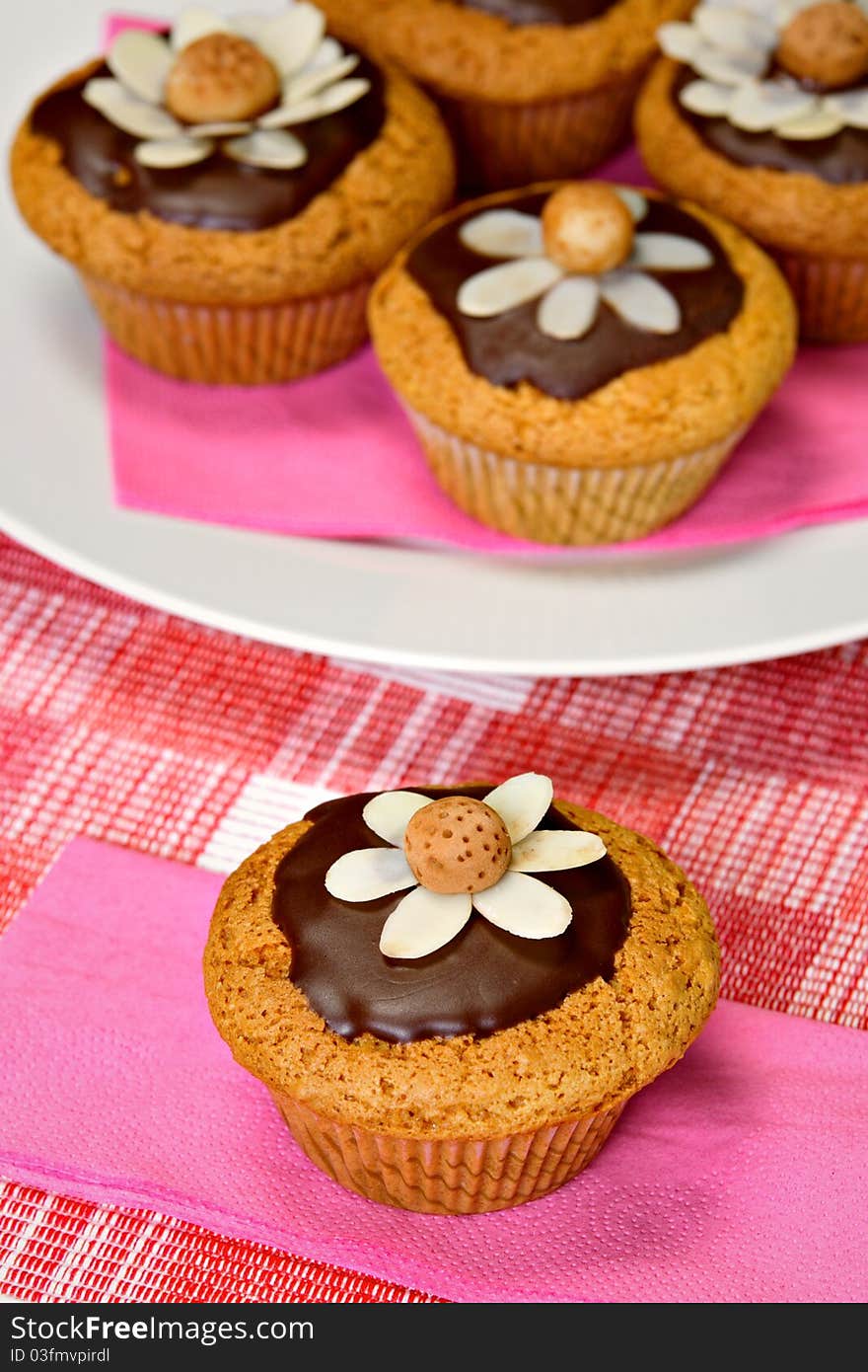 Five muffins on the table. Five muffins on the table