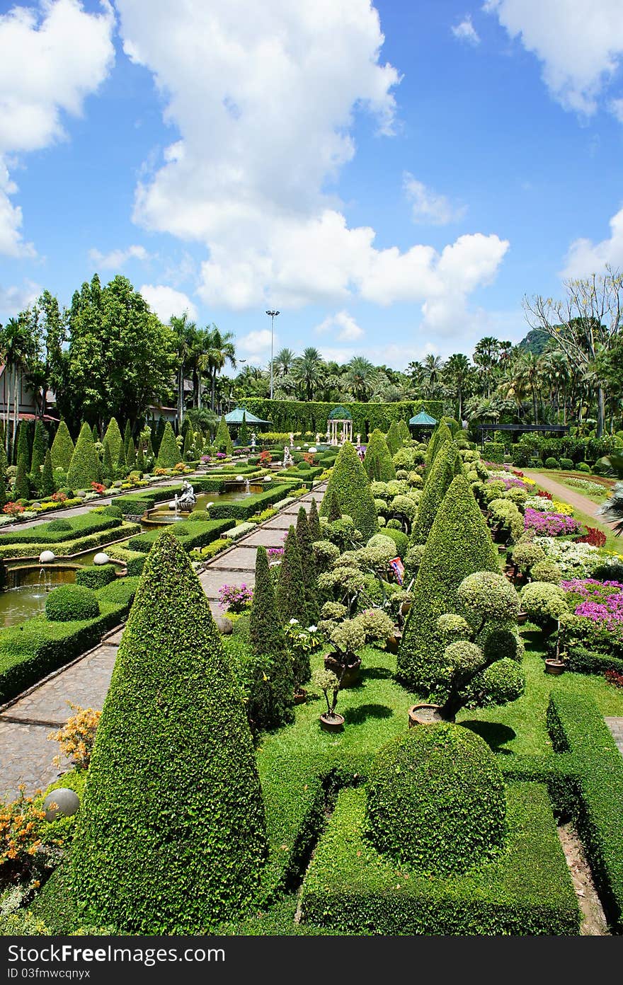 English garden in Ning Nuch park, Chonburi, Thailand