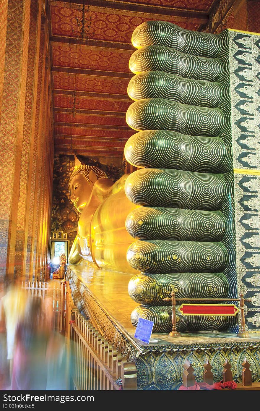 The golden Reclining Buddha, Thailand