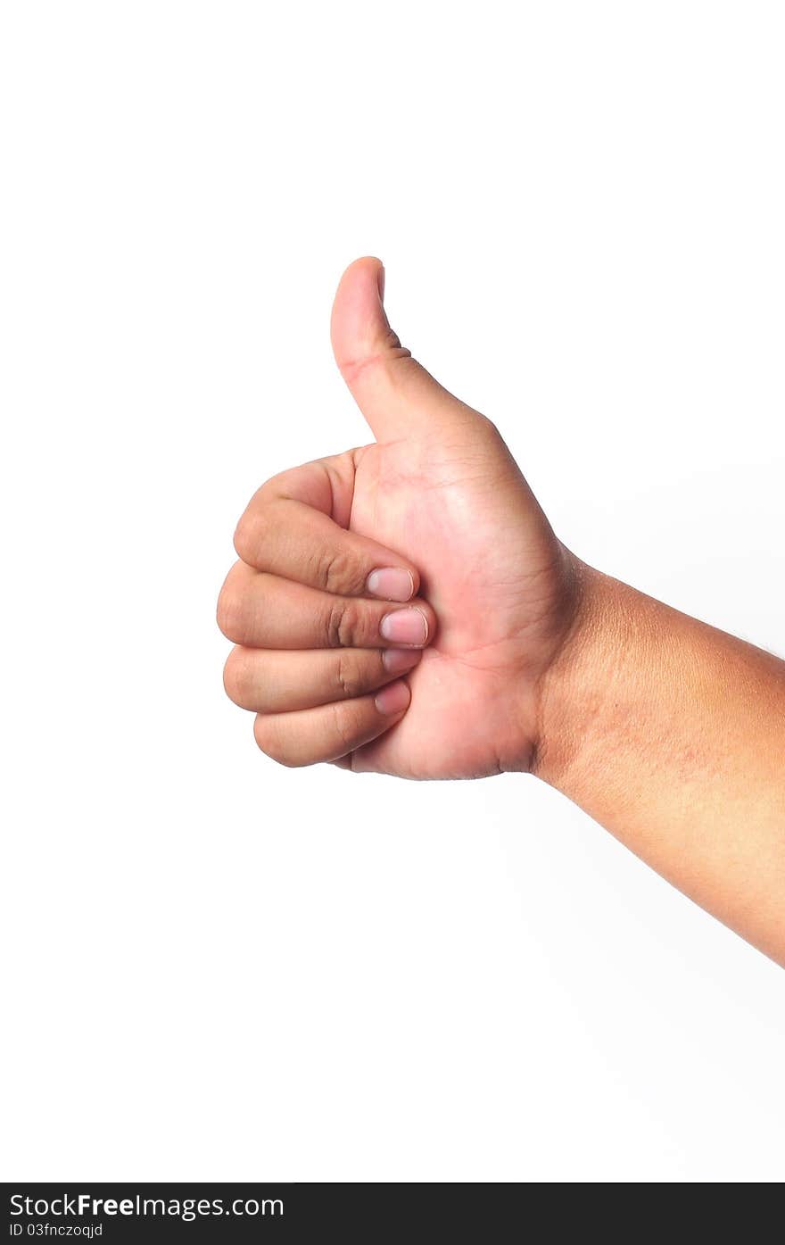 A right hand thumbs up isolated with white background