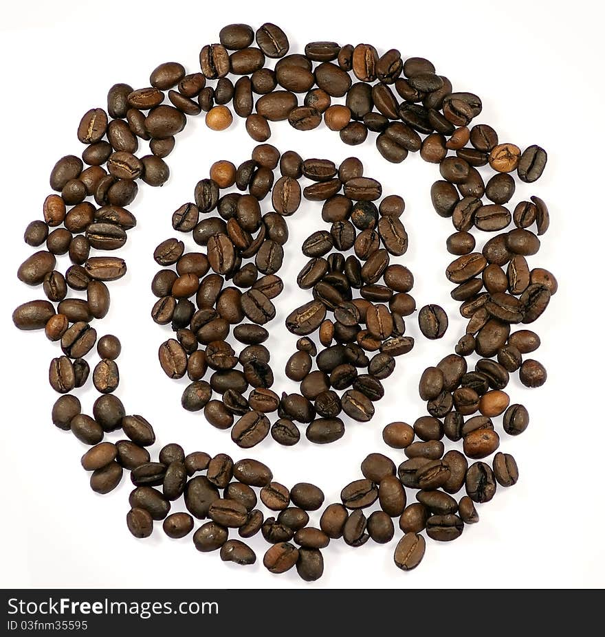 Coffee beans spread in coffee beans shape