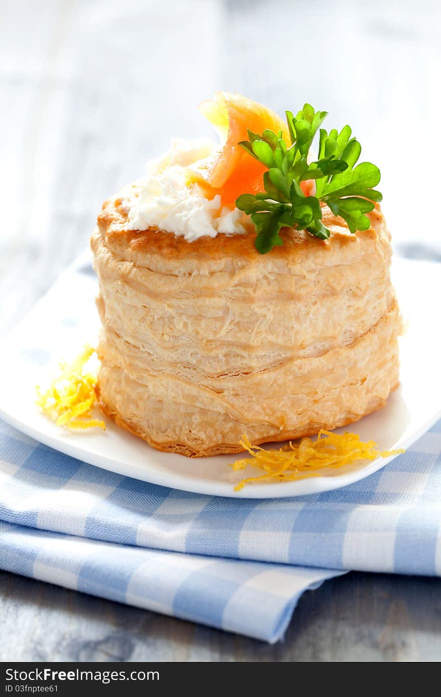 Vol Au Vent With Salmon And Cream Cheese