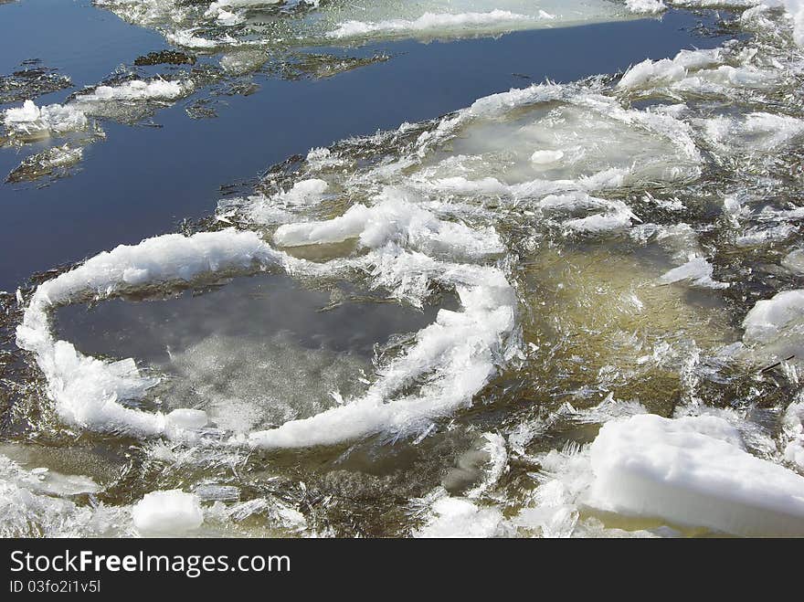 Floating of ice in spring