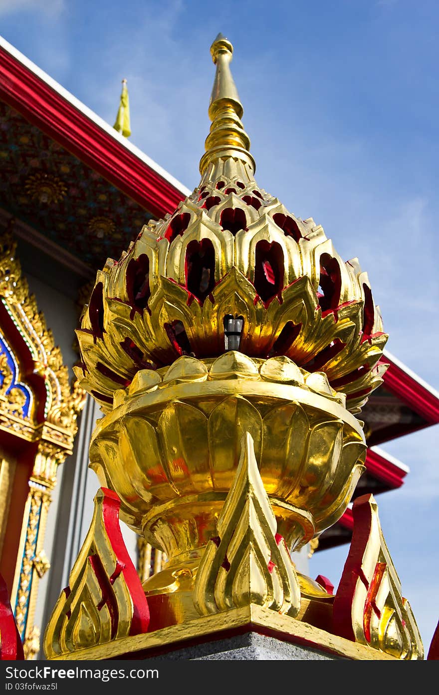 Detail of light pillar in thai temple