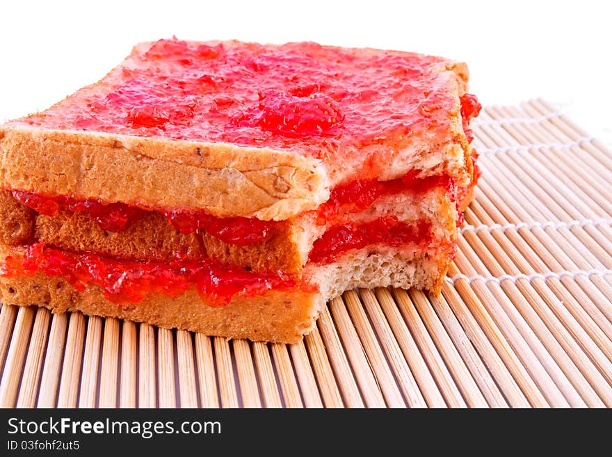 Whole wheat bread with strawberry jam