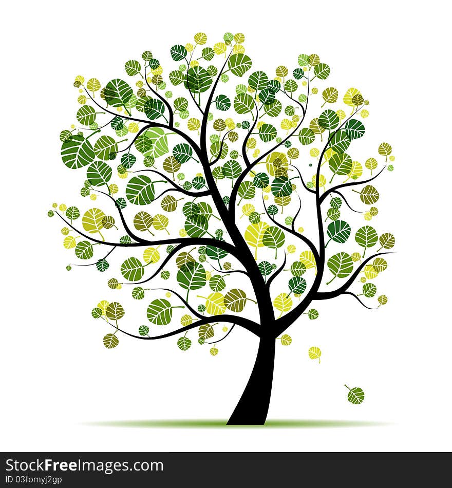 Spring tree green for your design, illustration