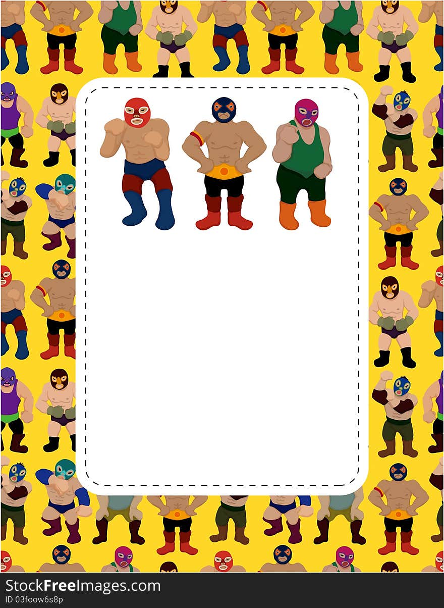 Cartoon wrestler card,,drawing