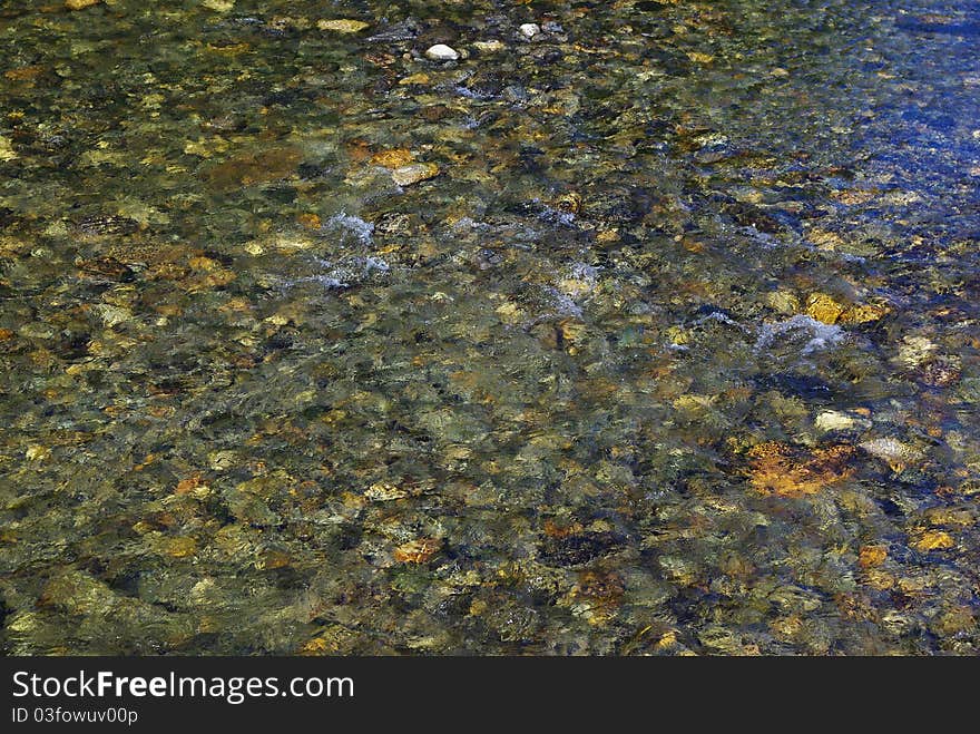 Clear water in mountain creek used as background