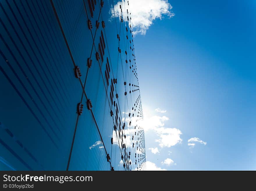 Cool blue glass and steel architecture