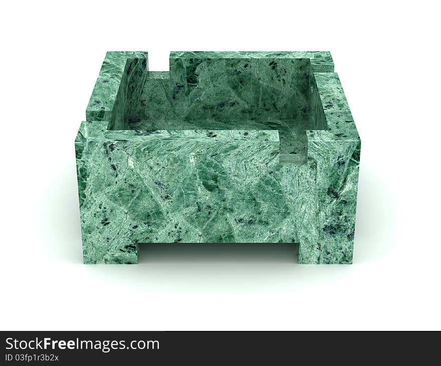 A green marble ashtray isolated on white background. A green marble ashtray isolated on white background