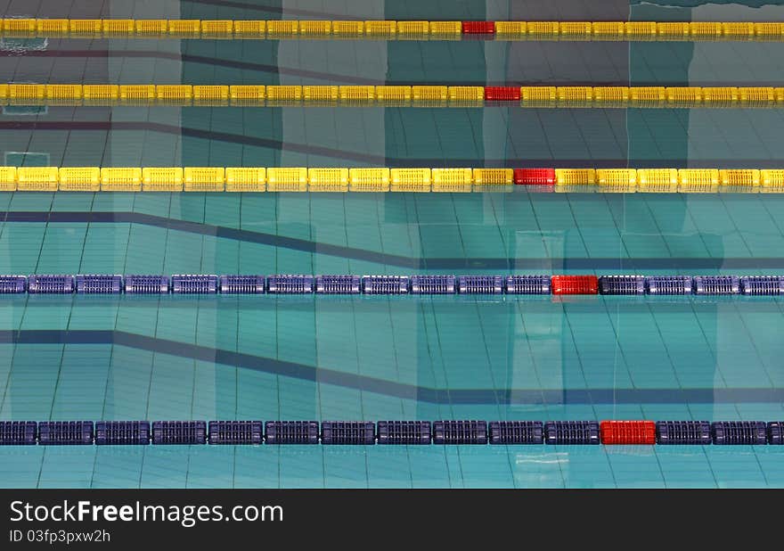 Lanes in a swimming pool with water