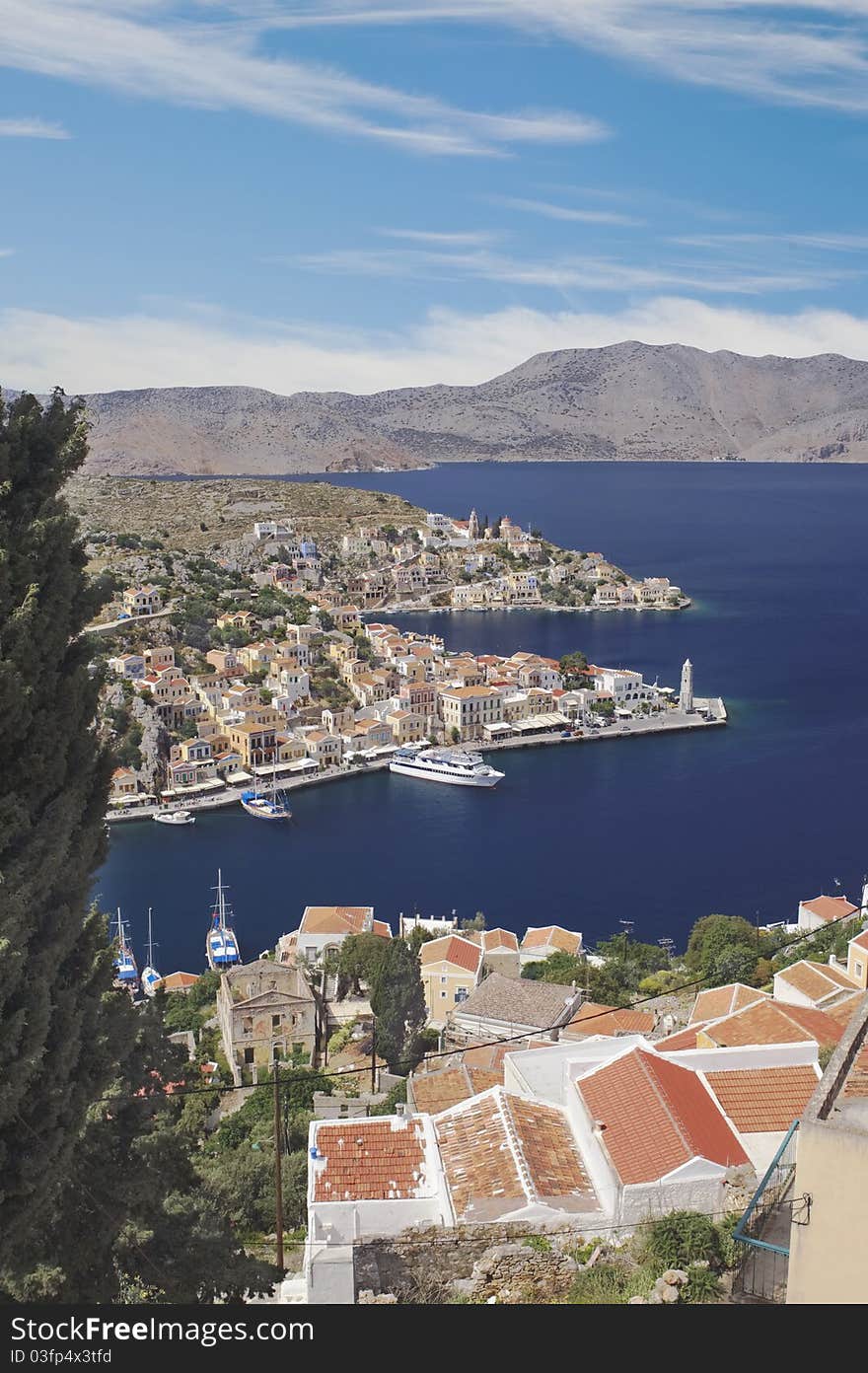 View of the Symi harbor. View of the Symi harbor