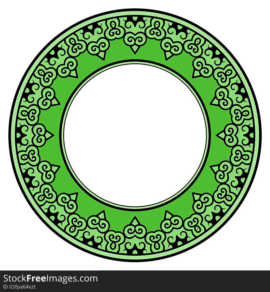 Isolated illustration of a green ornate frame. Isolated illustration of a green ornate frame