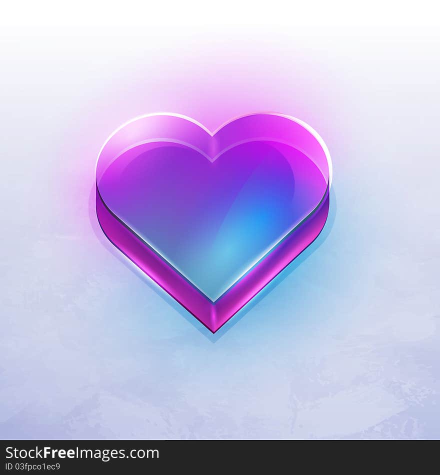 Transparent icon heart of glass