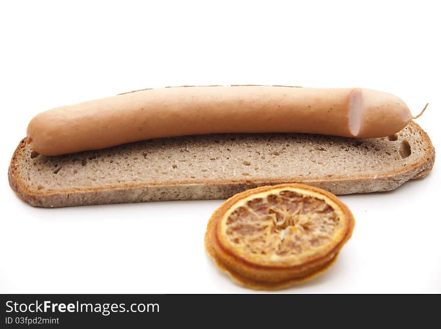 Meat sausage on bread