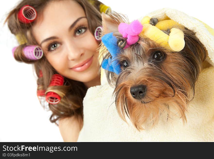 Female With Yorkshire Terrier