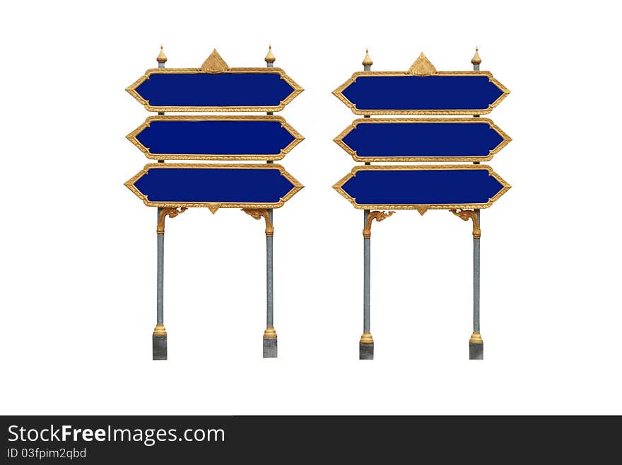 Signage for public places, gold frame