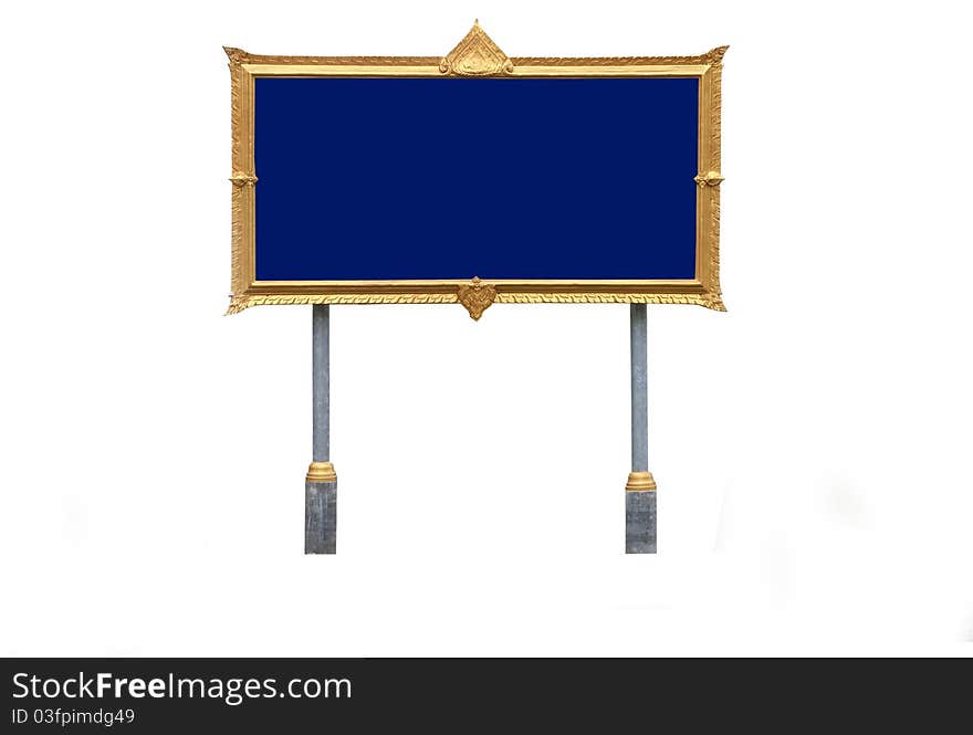 Signage  for public places, gold frame