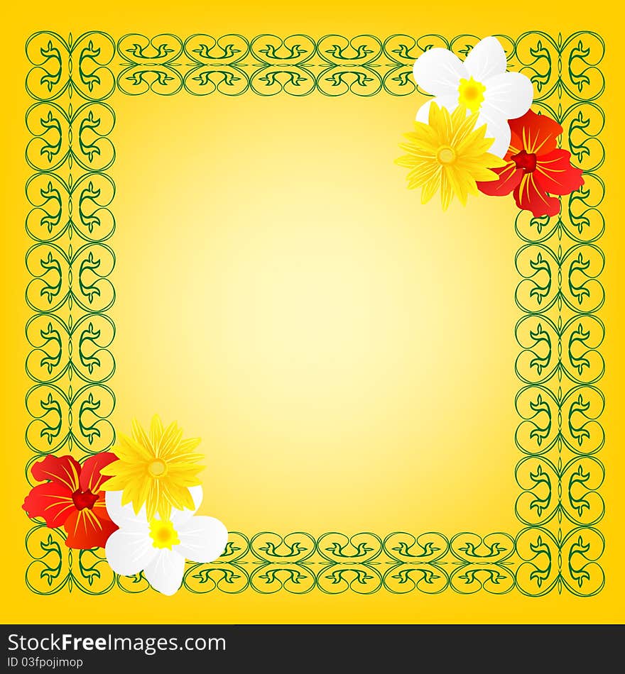 Colorful Frame With Flower