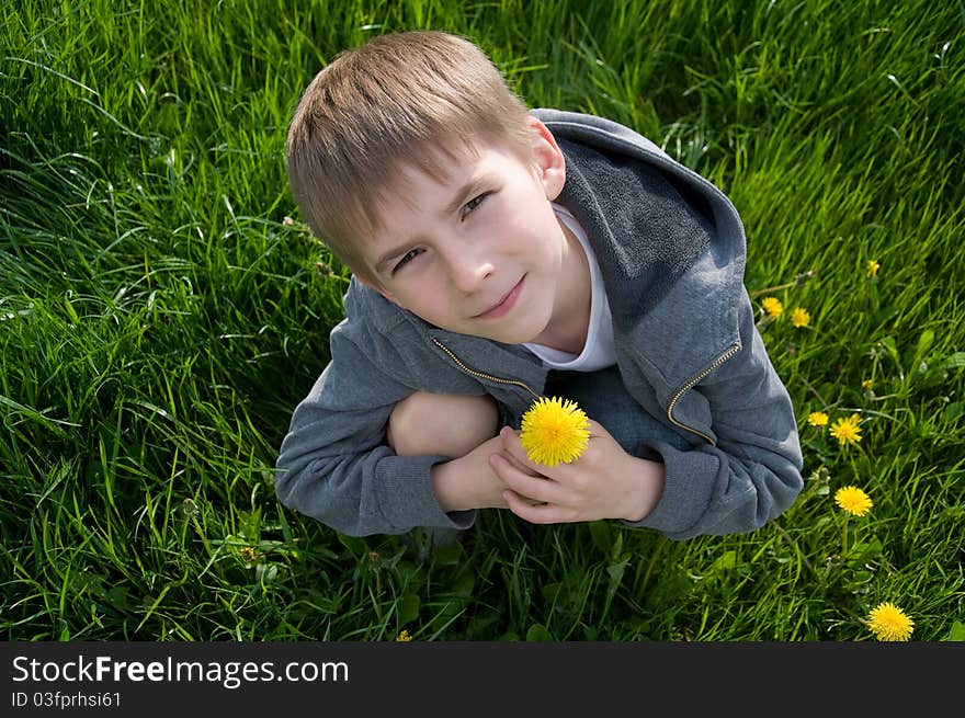 Boy with dandelion