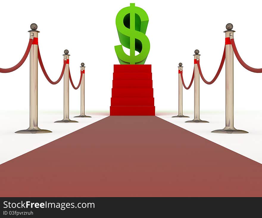 Red Carpet Walk With Steps To Sign Of Dollar