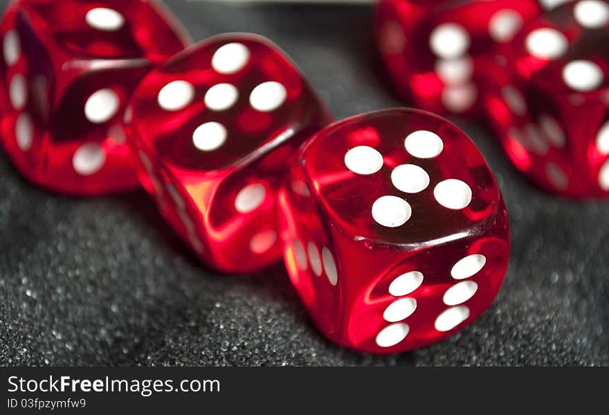 Red poker dices macro shot