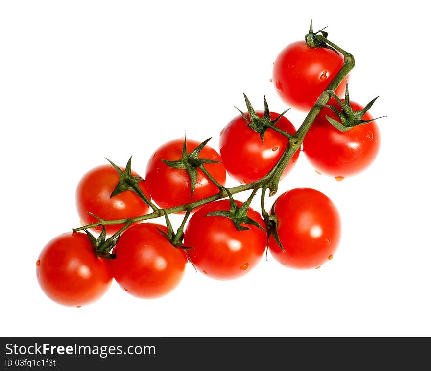 Tomatoes a cherry on a white background