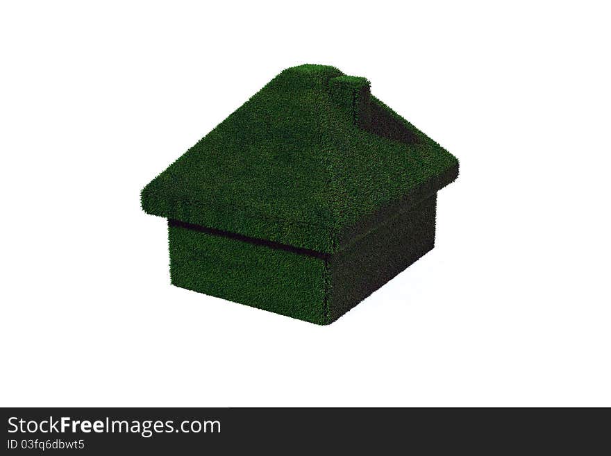 A house made of green grass isoltaed on white. A house made of green grass isoltaed on white.