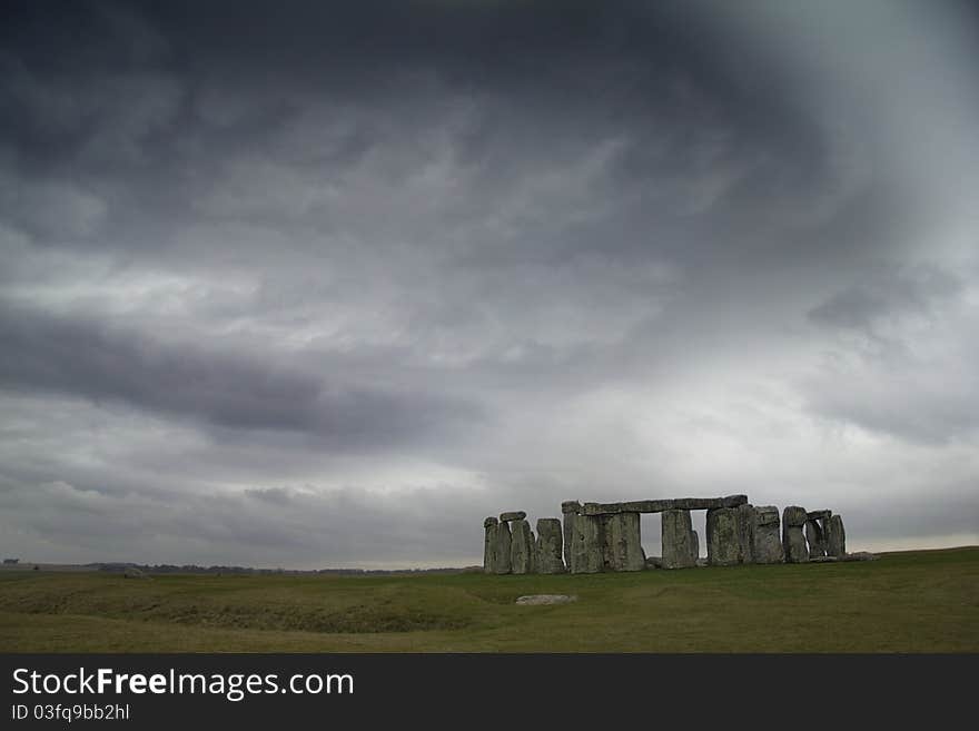 Stonehenge under moody sky