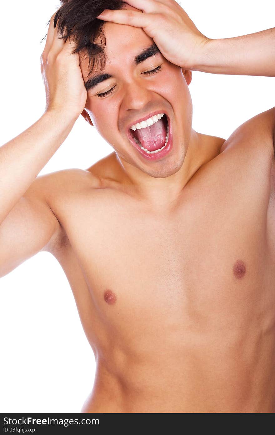 Image of screaming boy. studio shot. Image of screaming boy. studio shot