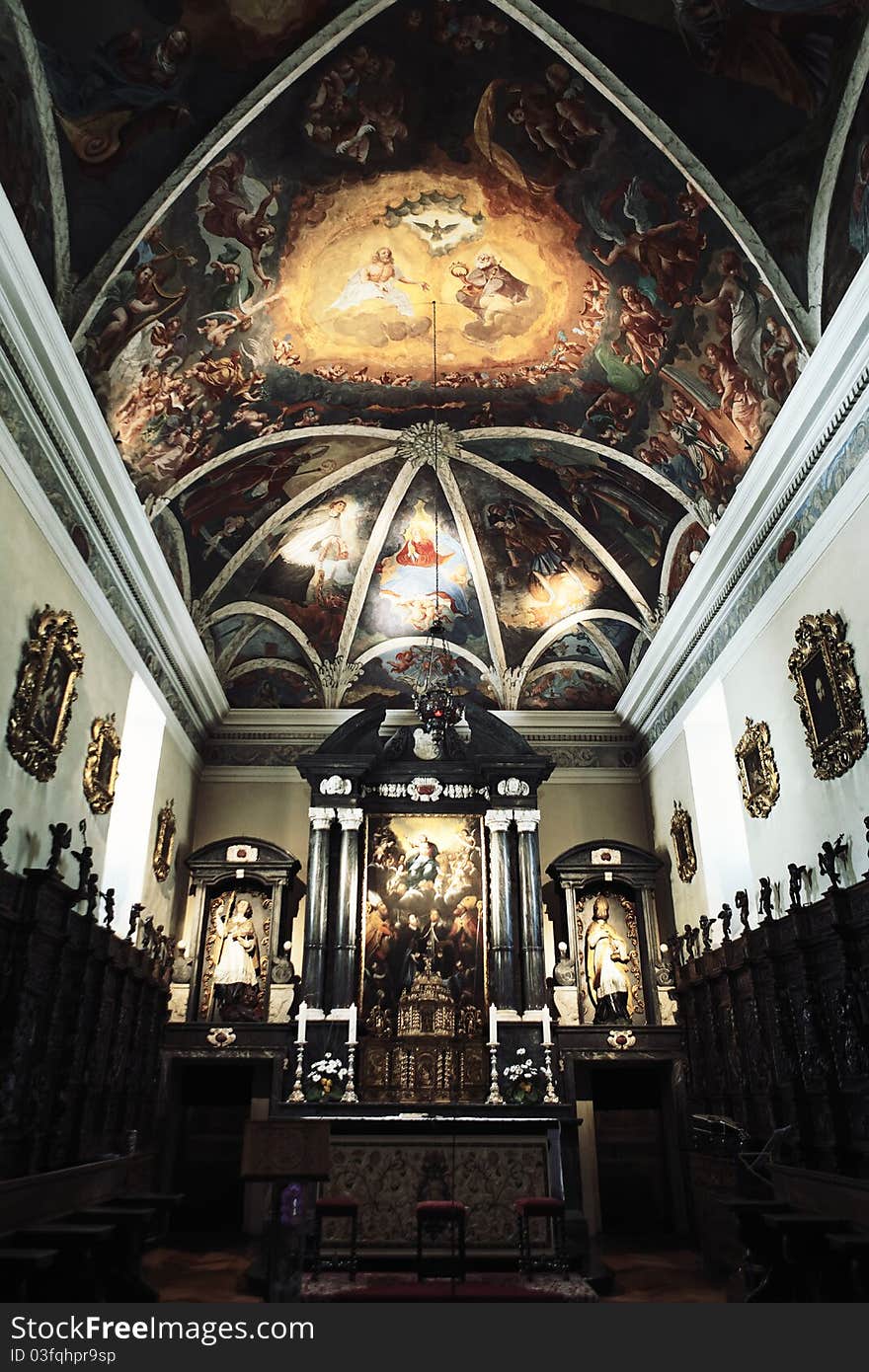 Interior of beautiful church with fresco. Interior of beautiful church with fresco