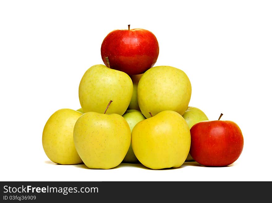 Fresh red and yellow apples, isolated on white