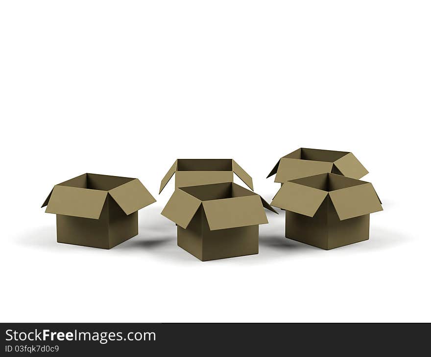 Cardboard boxes on a white background. Cardboard boxes on a white background.