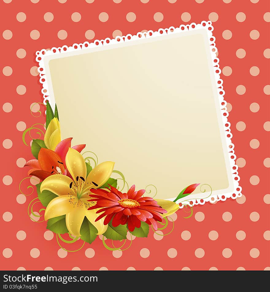 Greeting card with flowers and place for text