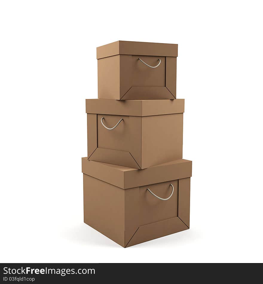 Cardboard boxes on a white background. Cardboard boxes on a white background.